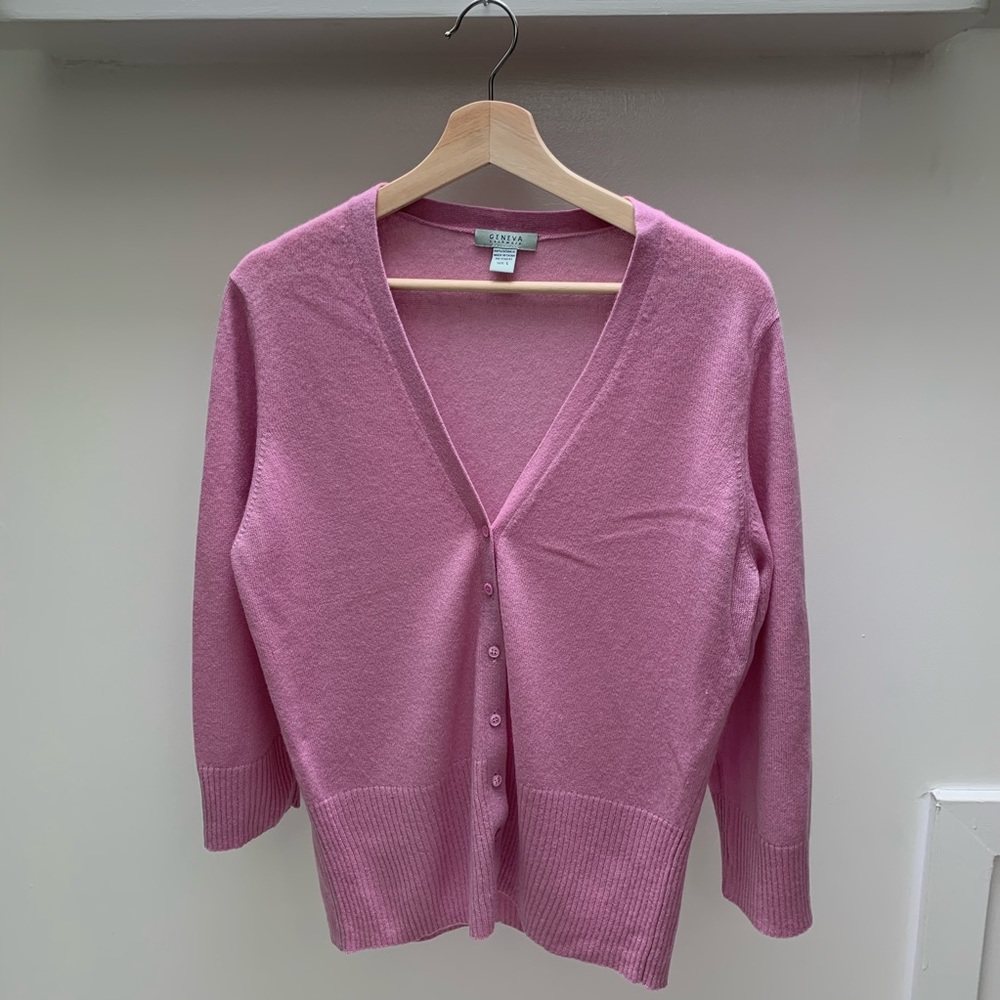 Geneva Pink Women's Cardigan Cashmere Sweater